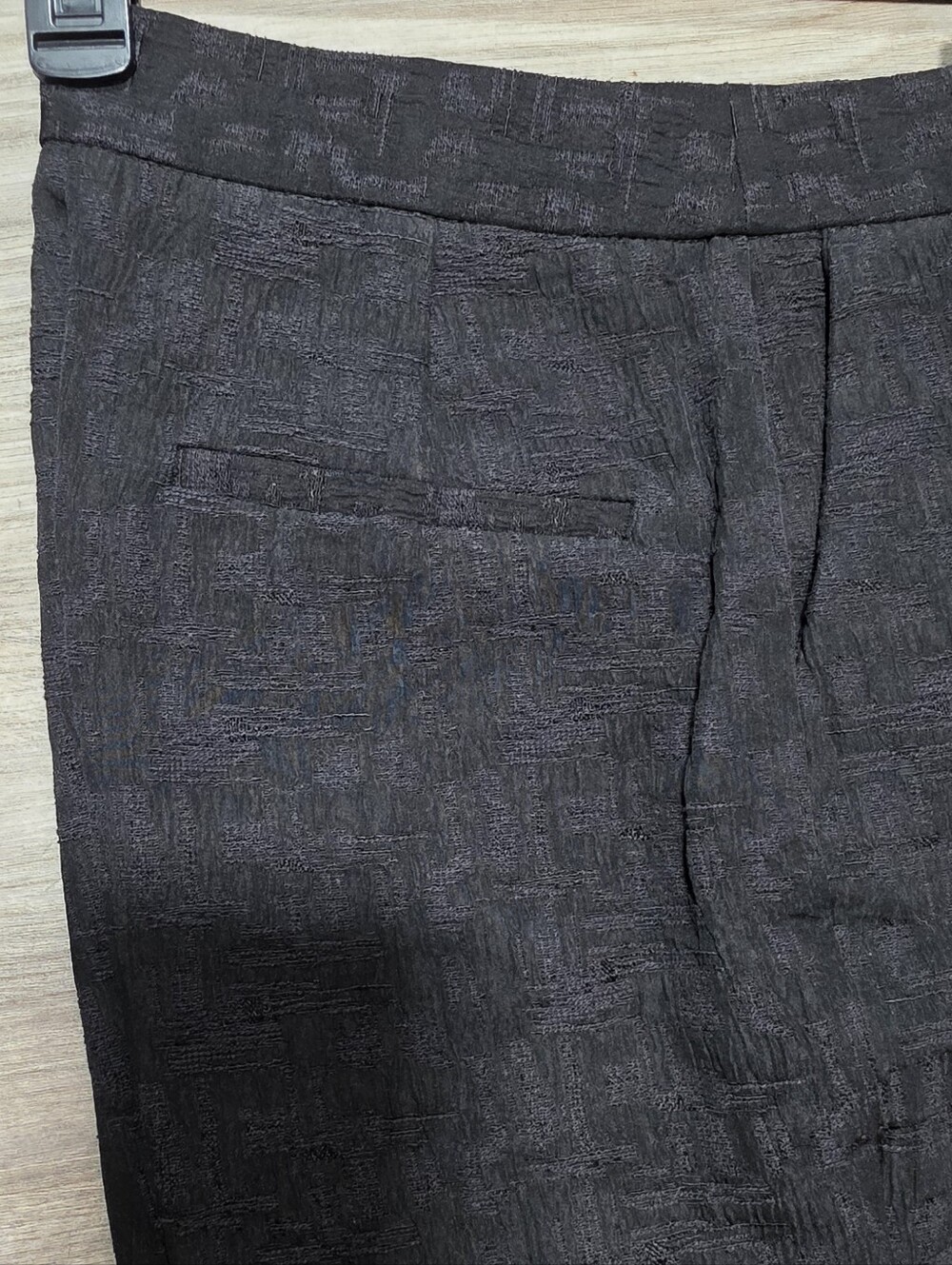 Zara Jacquard Ankle Pants Black Textured Trousers - Picture 6 of 9